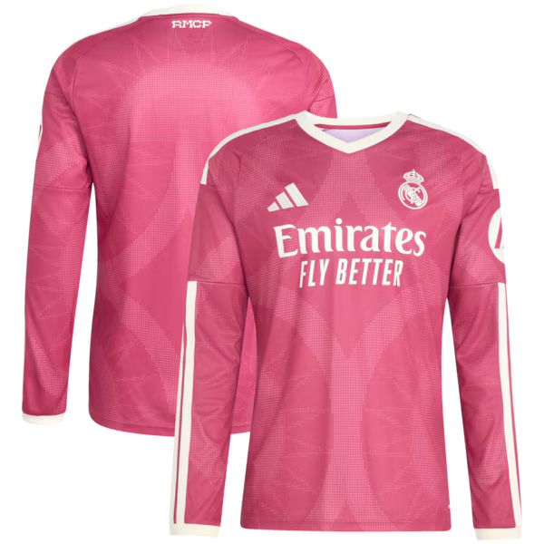 Real Madrid Official-Adidas 2026/27 Third Replica Long Sleeve Jersey - Pink