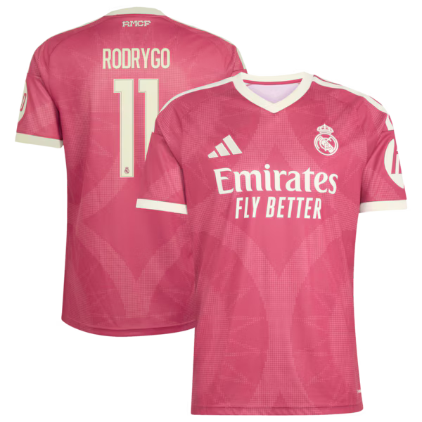 Rodrygo Real Madrid Official-Adidas 2026/27 Third Replica Jersey - Pink