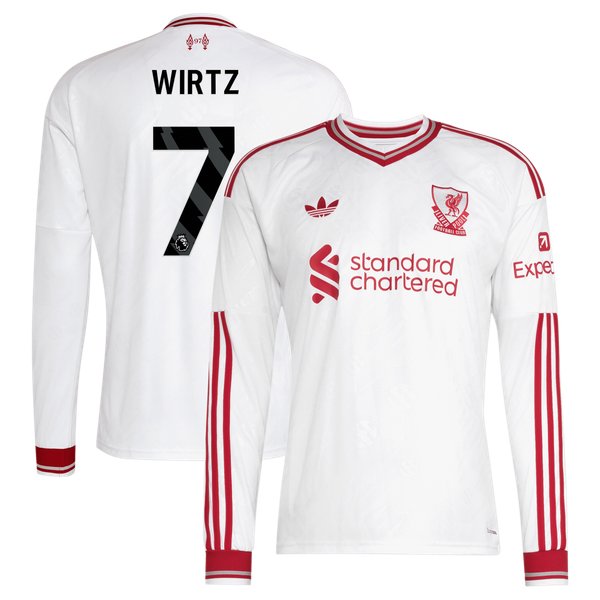Florian Wirtz Liverpool Official-Adidas 2026/27 Away Replica Long Sleeve Jersey - White