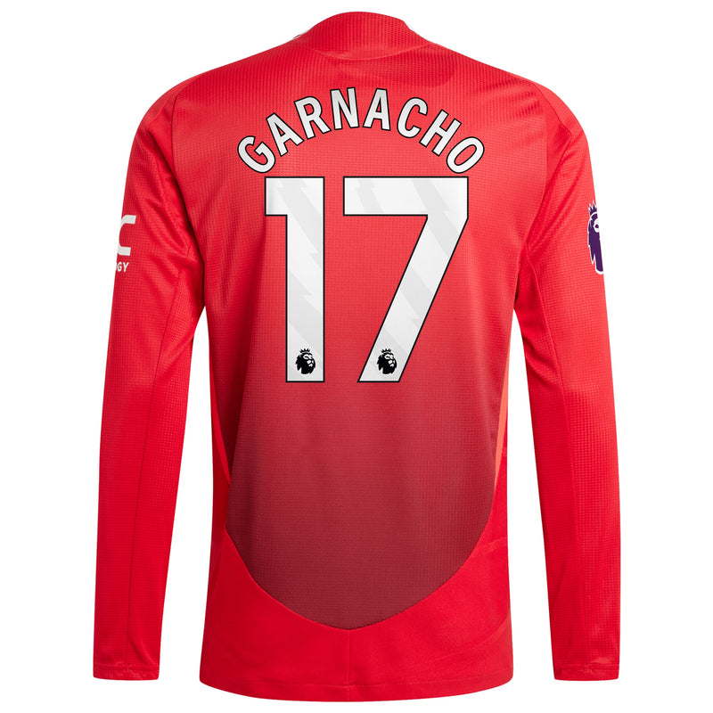 Alejandro Garnacho Manchester United Shirt 2024/2025 Home Long Sleeve Player Jersey - Red