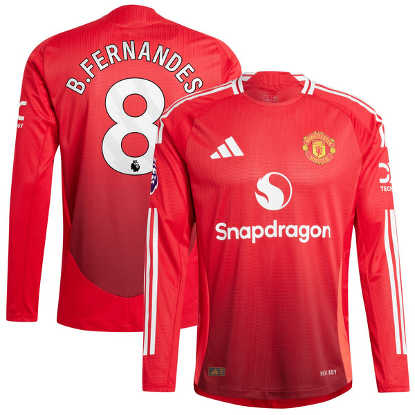 Bruno Fernandes Manchester United Shirt 2024/2025 Home Long Sleeve Player Jersey - Red