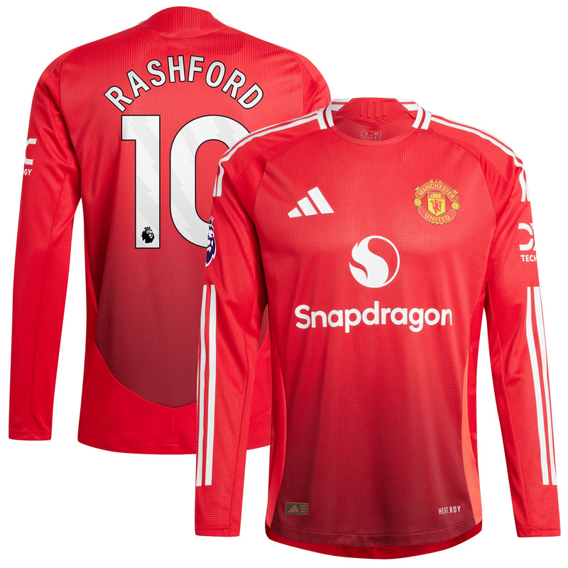 Marcus Rashford Manchester United Shirt 2024/2025 Home Long Sleeve Player Jersey - Red