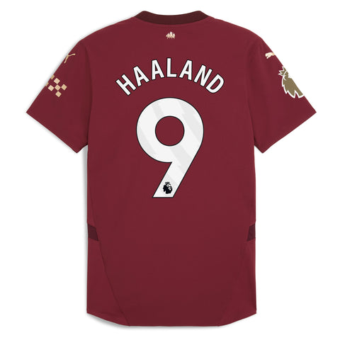 Erling Haaland 9 Manchester City Puma Shirt 2024/25 Third Player Jersey - Burgundy