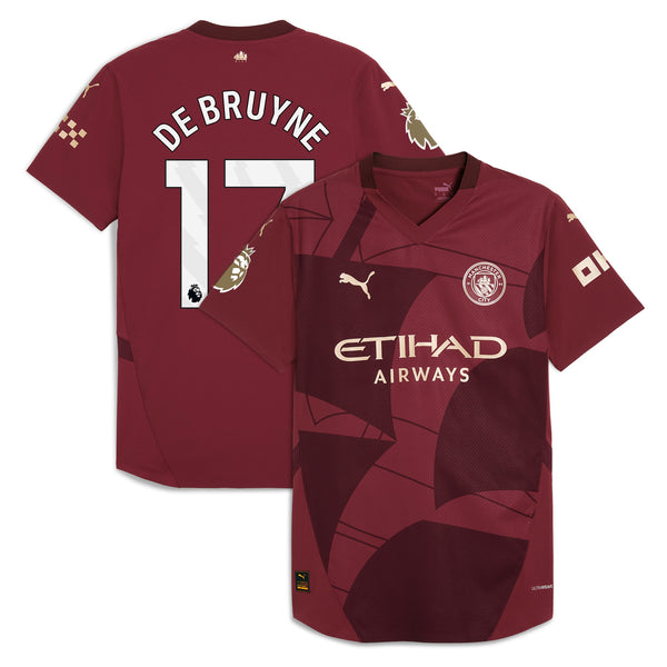 Kevin De Bruyne 17 Manchester City Puma Shirt 2024/25 Third Player Jersey - Burgundy