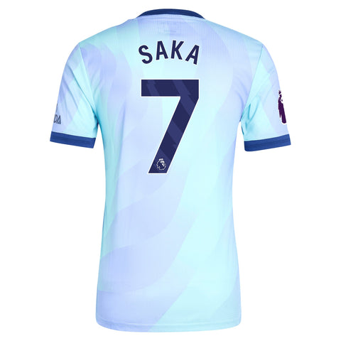 Bukayo Saka Arsenal adidas Shirt 2024/2025 Third Player Jersey - Aqua