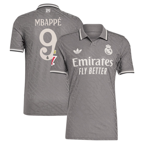 Kylian Mbappé Real Madrid adidas Shirt 2024/25 Third Player Jersey - Charcoal