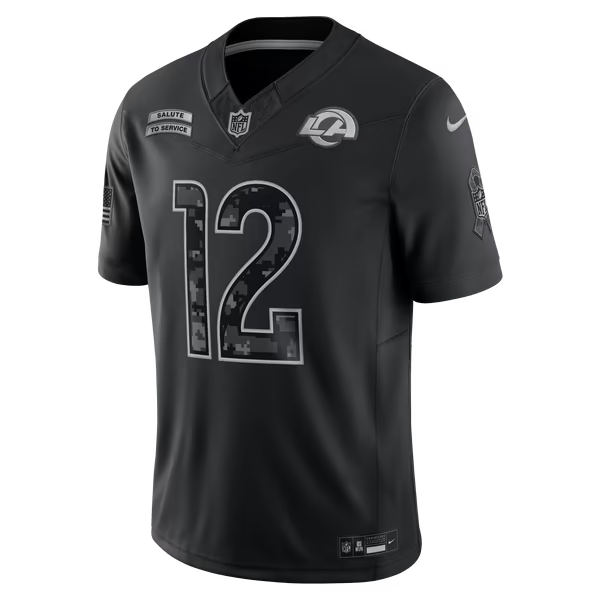 Puka Nacua Los Angeles Rams Official-Nike 2026 Salute to Service Stitched Limited Jersey - Black