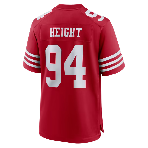 Romello Height San Francisco 49ers Official-Nike Team Game Jersey - Scarlet