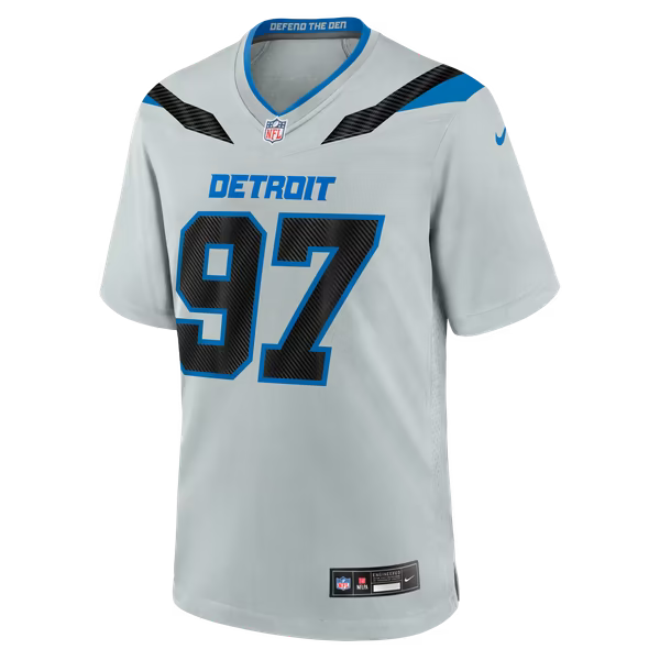 Aidan Hutchinson Detroit Lions Official-Nike 2026 Rivalries Collection Game Jersey - Silver