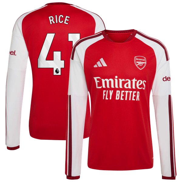Declan Rice Arsenal Official-Adidas 2026/27 Home Replica Long Sleeve Jersey - Red