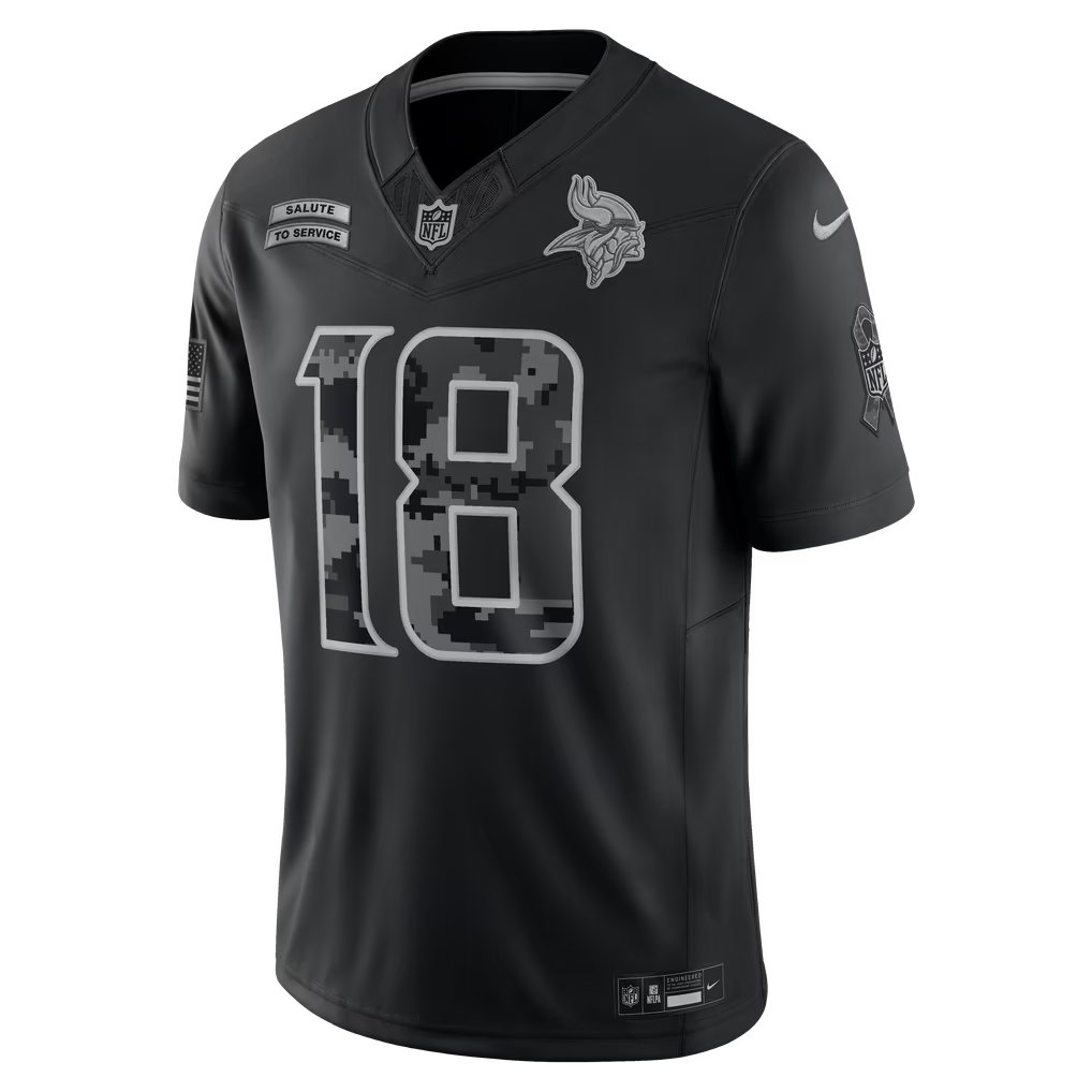 Justin Jefferson Minnesota Vikings Official-Nike 2026 Salute to Service Stitched Limited Jersey - Black