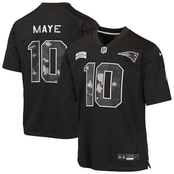 Drake Maye New England Patriots Official-Nike Youth 2026 Salute to Service Game Jersey - Black