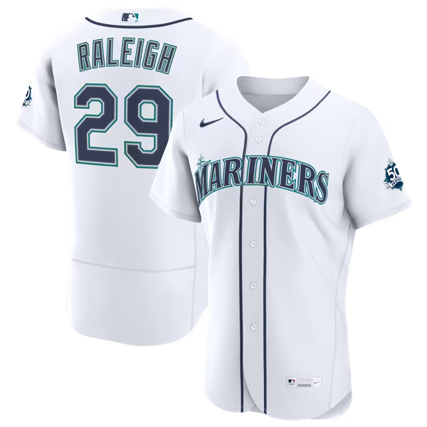 Cal Raleigh Seattle Mariners Official-Nike Home 50th Season Authentic Jersey - White