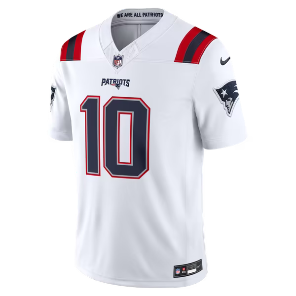 Drake Maye New England Patriots Official-Nike Vapor F.U.S.E. Stitched Limited Jersey - White