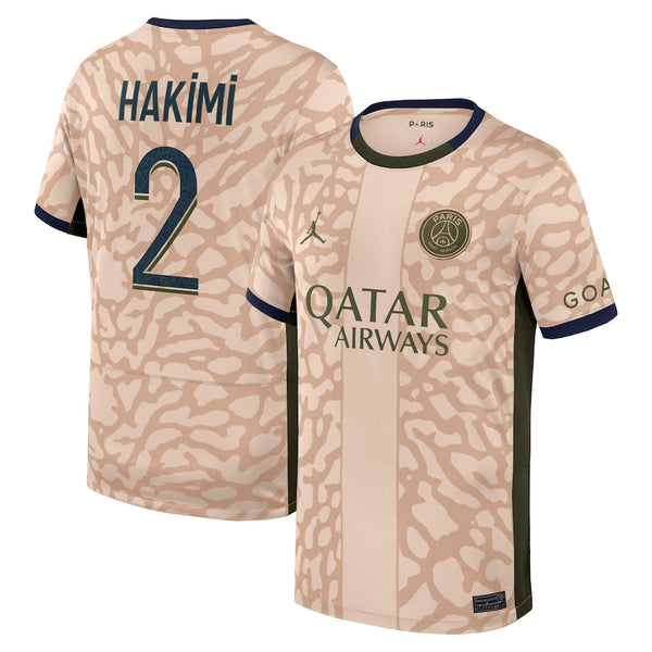 Achraf Hakimi Paris Saint-Germain Jordan Brand  2023/24 Fourth Stadium  Player Jersey – Tan
