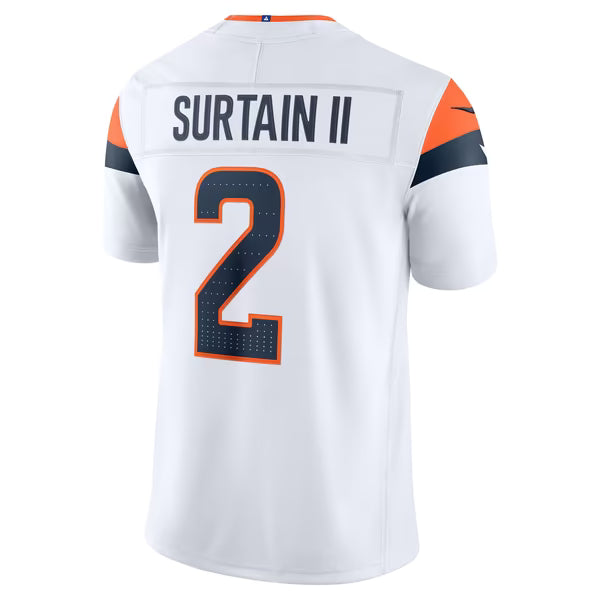 Pat Surtain II Denver Broncos Official-Nike Vapor F.U.S.E. Stitched Limited Jersey - White
