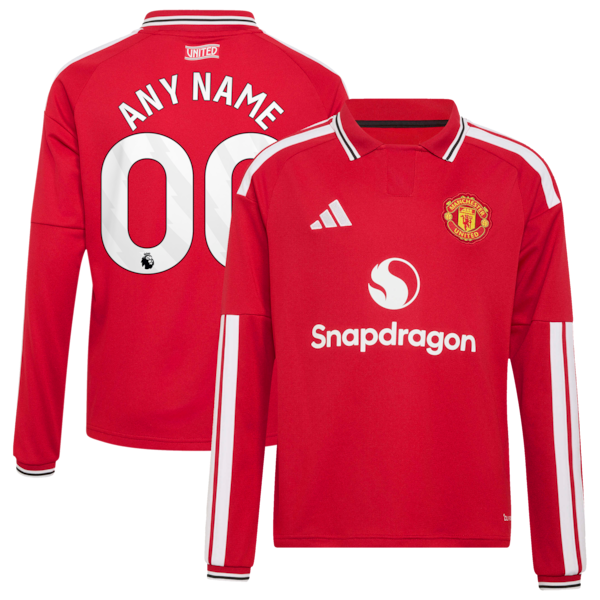 Official-Adidas Manchester United 2026/27 Home Replica Long Sleeve Custom Jersey Red