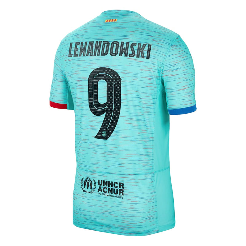 Robert Lewandowski Barcelona Nike 2023/24 Third Jersey - Aqua