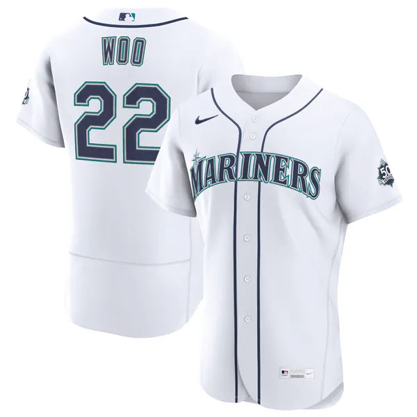 Bryan Woo Seattle Mariners Official-Nike Home 50th Season Authentic Jersey - White