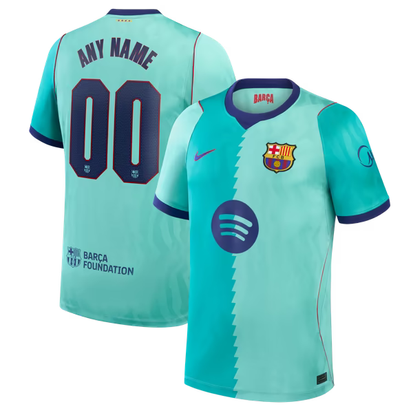 Barcelona Official-Nike 2026/27 Third Stadium Replica Custom Jersey - Turquoise