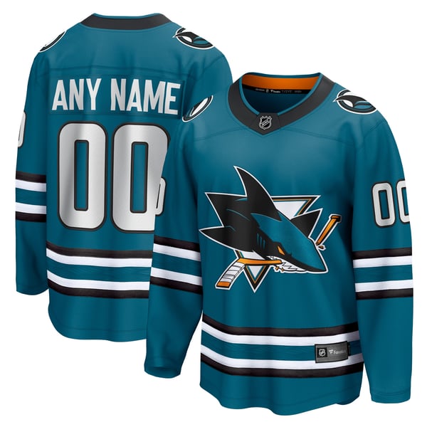 Teams Fans Shop Fanatics San Jose Sharks Home Breakaway Custom Jersey - Teal