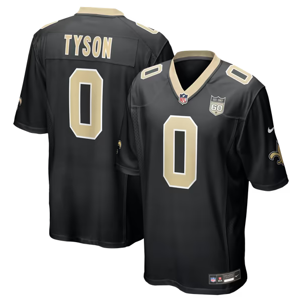 Jordyn Tyson New Orleans Saints Official-Nike 60th Season Patch Game Jersey - Black