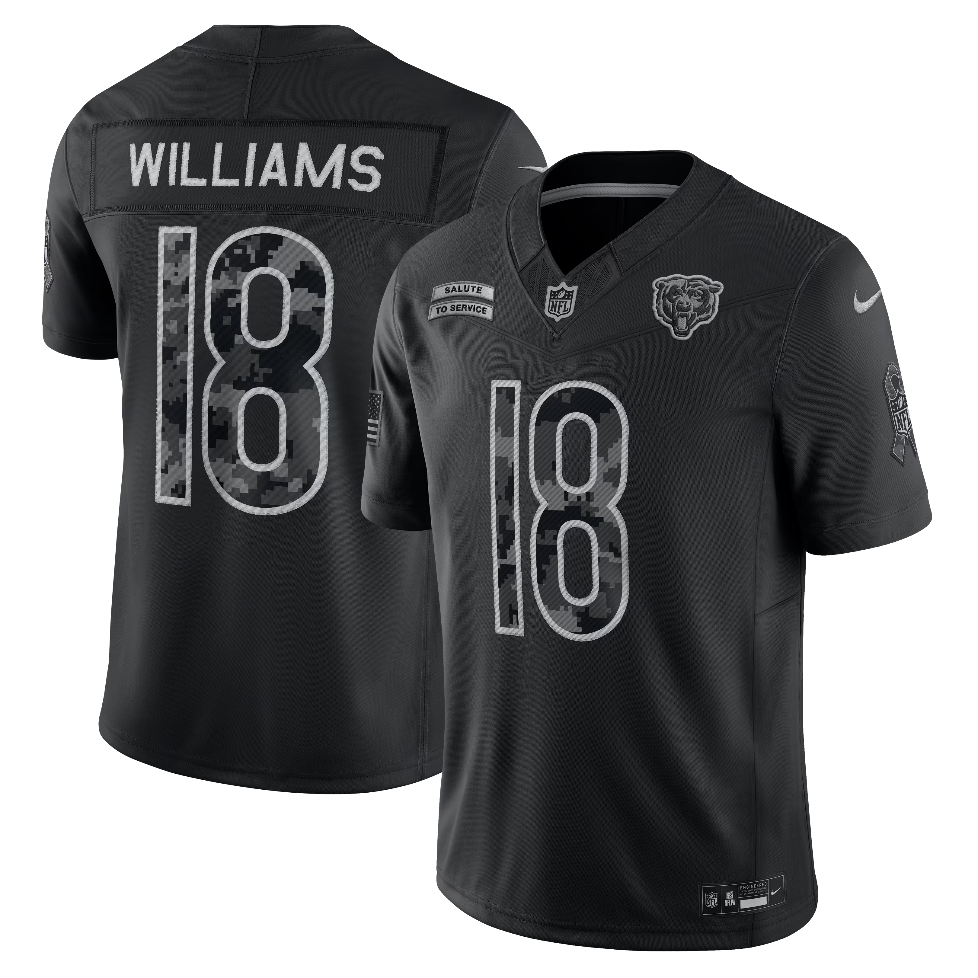 Caleb Williams Chicago Bears Official-Nike 2026 Salute to Service Stitched Limited Jersey - Black