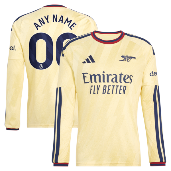 Arsenal Official-Adidas 2026/27 Third Replica Custom Long Sleeve Jersey - Yellow