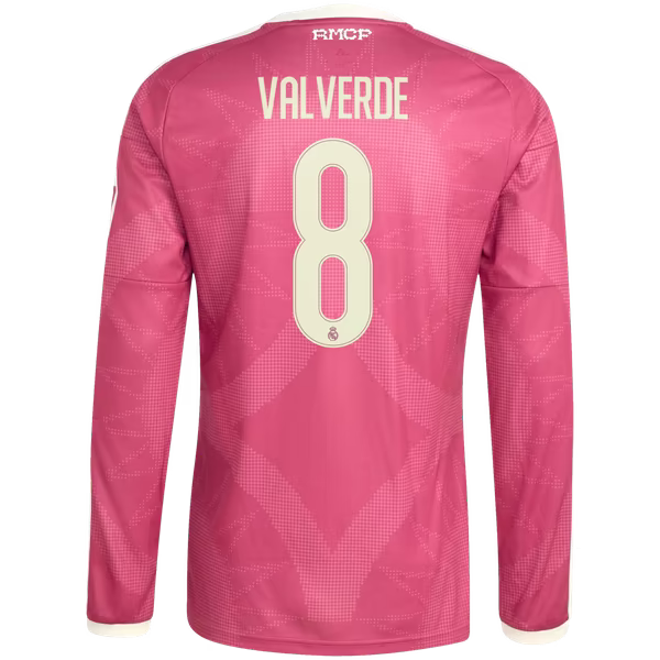 Federico Valverde Real Madrid Official-Adidas 2026/27 Third Replica Long Sleeve Jersey - Pink
