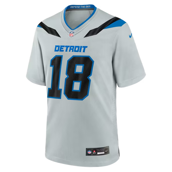 Isaac TeSlaa Detroit Lions Official-Nike 2026 Rivalries Collection Game Jersey - Silver