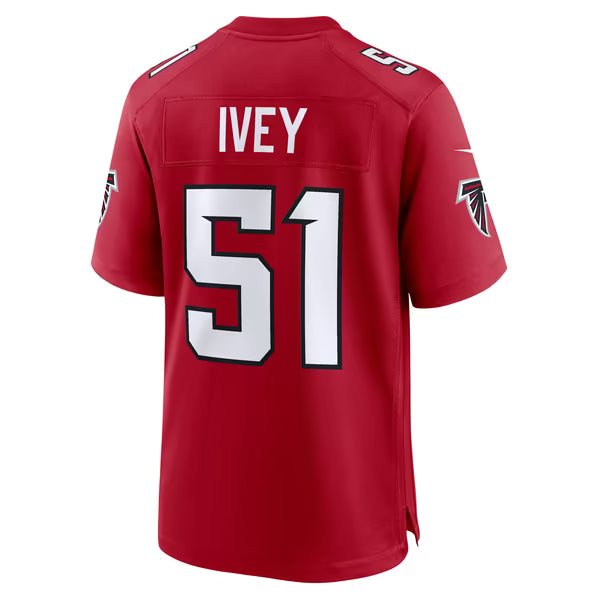 Jared Ivey Atlanta Falcons Official-Nike Team Game Jersey - Red