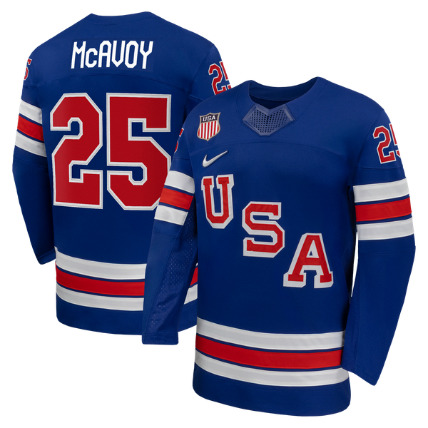 Teams Fans Shop Charlie McAvoy Nike US Hockey 2026 Home Jersey Royal