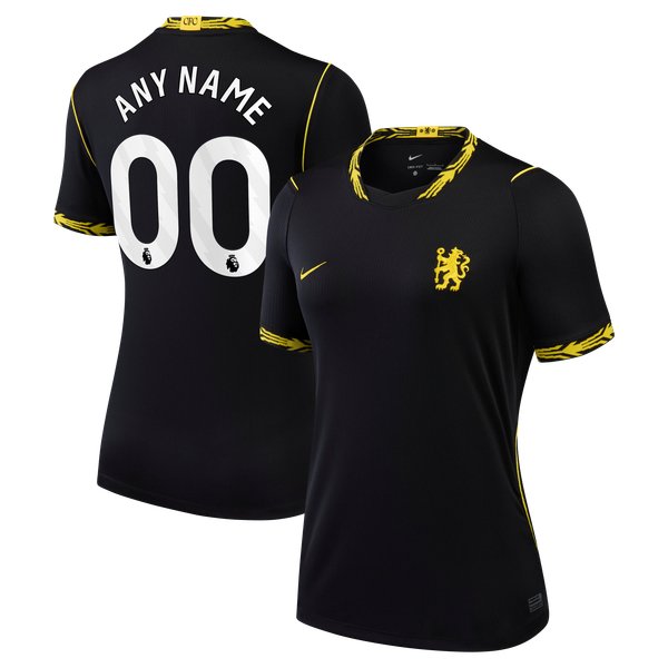 Chelsea Official-Nike Women's 2026/27 Away Stadium Replica Custom Jersey - Black