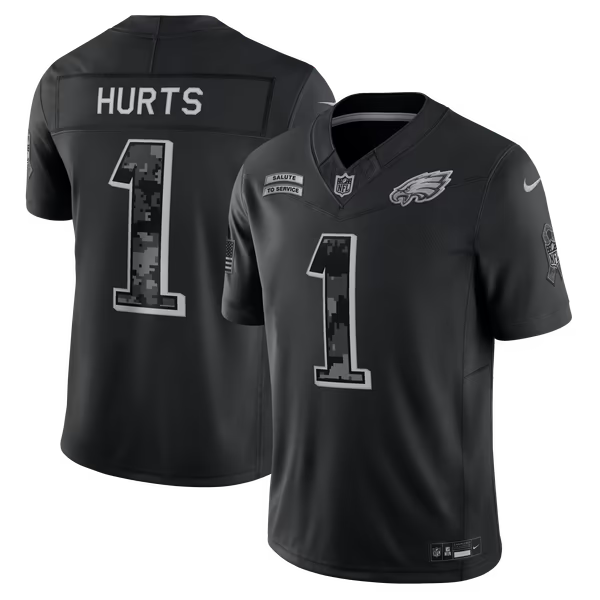Jalen Hurts Philadelphia Eagles Official-Nike 2026 Salute to Service Stitched Limited Jersey - Black