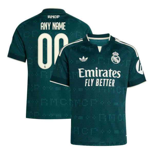 Real Madrid Official-Adidas Youth 2026/27 Away Replica Custom Jersey - Green