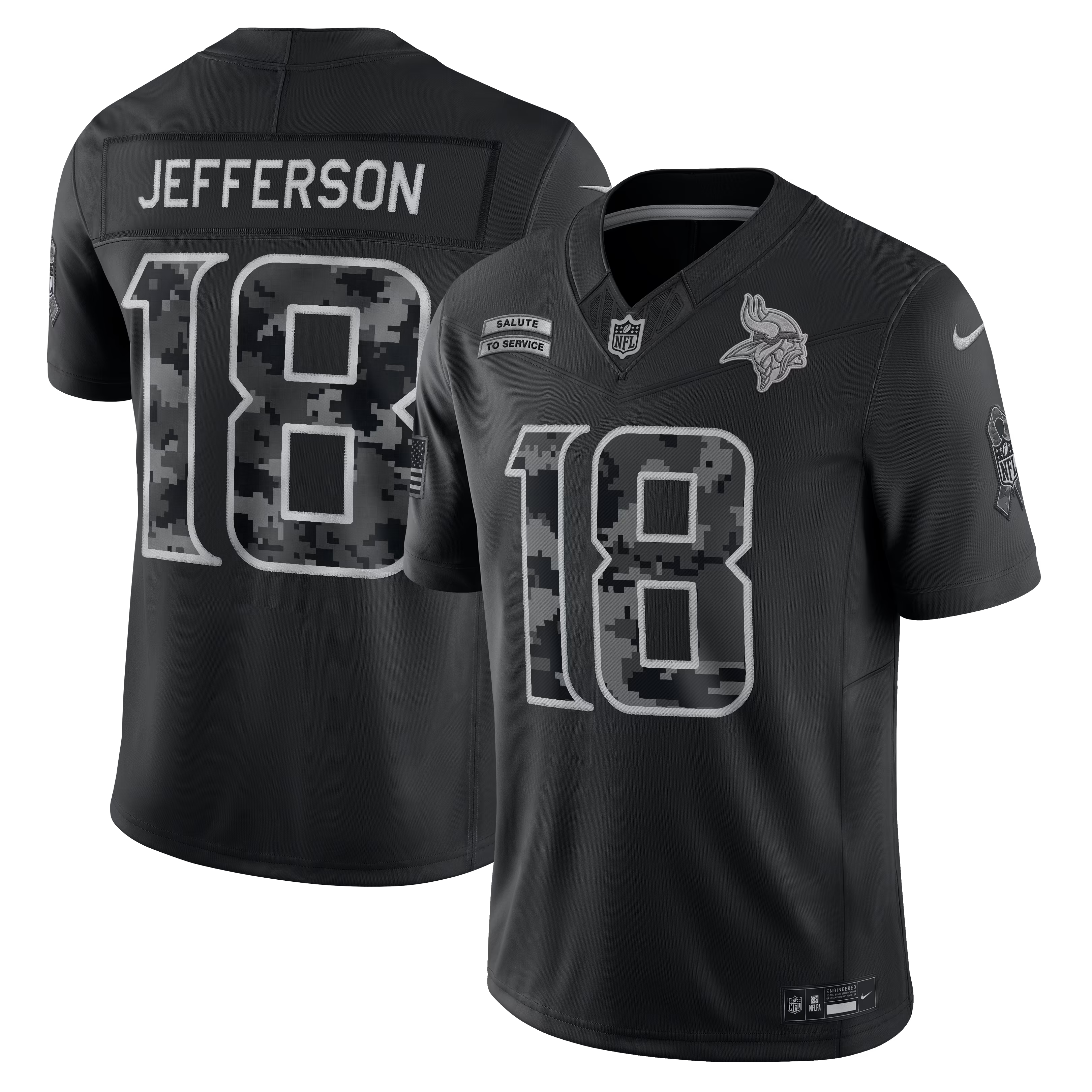 Justin Jefferson Minnesota Vikings Official-Nike 2026 Salute to Service Stitched Limited Jersey - Black