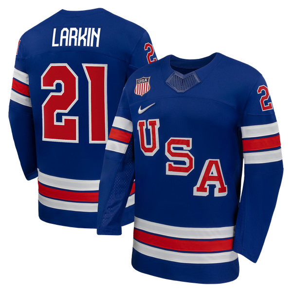 Teams Fans Shop Dylan Larkin Nike US Hockey 2026 Home Jersey Royal