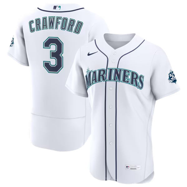 J.P. Crawford Seattle Mariners Official-Nike Home 50th Season Authentic Jersey - White