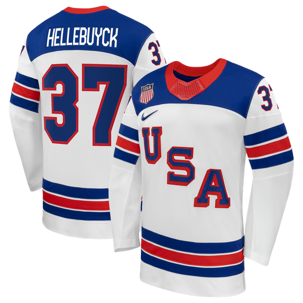 Teams Fans Shop Nike Connor Hellebuyck US Hockey 2026 Away Jersey - White