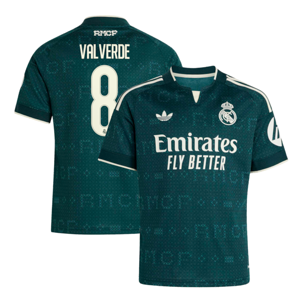 Federico Valverde Real Madrid Official-Adidas Youth 2026/27 Away Replica Jersey - Green