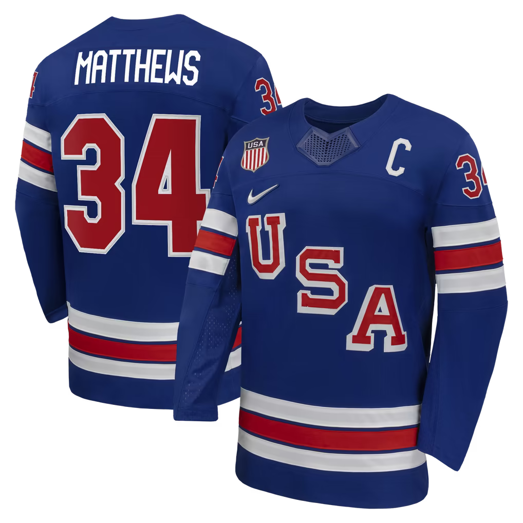 Teams Fans Shop Nike US Hockey 2026 Auston Matthews Home Replica Jersey