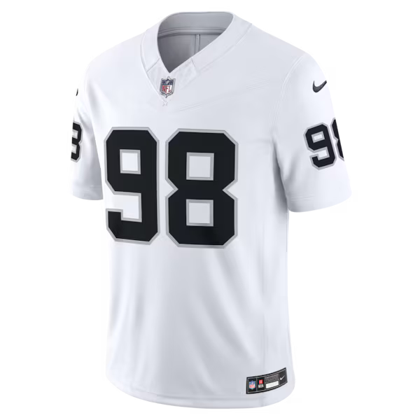 Maxx Crosby Las Vegas Raiders Official-Nike Vapor F.U.S.E. Stitched Limited Jersey - White