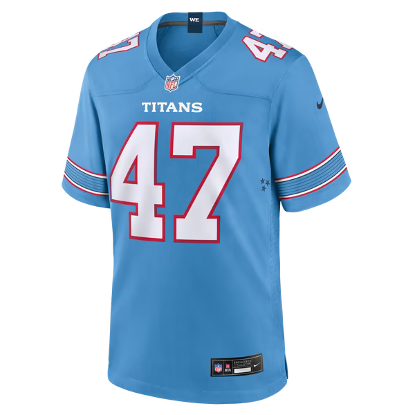 Jalen McMurray Tennessee Titans Official-Nike Team Game Jersey - Light Blue