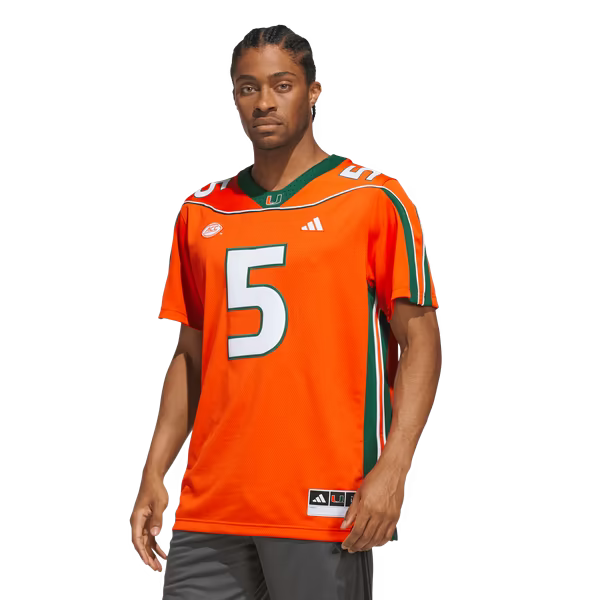 Andre Johnson Miami Hurricanes Official-Adidas Home It's Back Premier Jersey - Orange