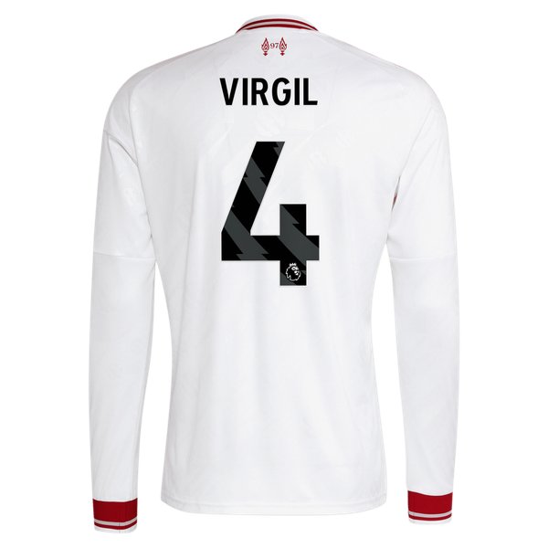 Virgil van Dijk Liverpool Official-Adidas 2026/27 Away Replica Long Sleeve Jersey - White