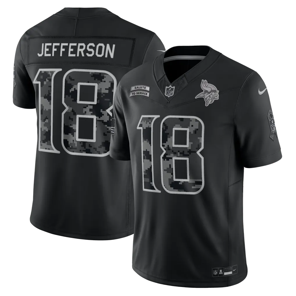 Justin Jefferson Minnesota Vikings Official-Nike 2026 Salute to Service Stitched Limited Jersey - Black