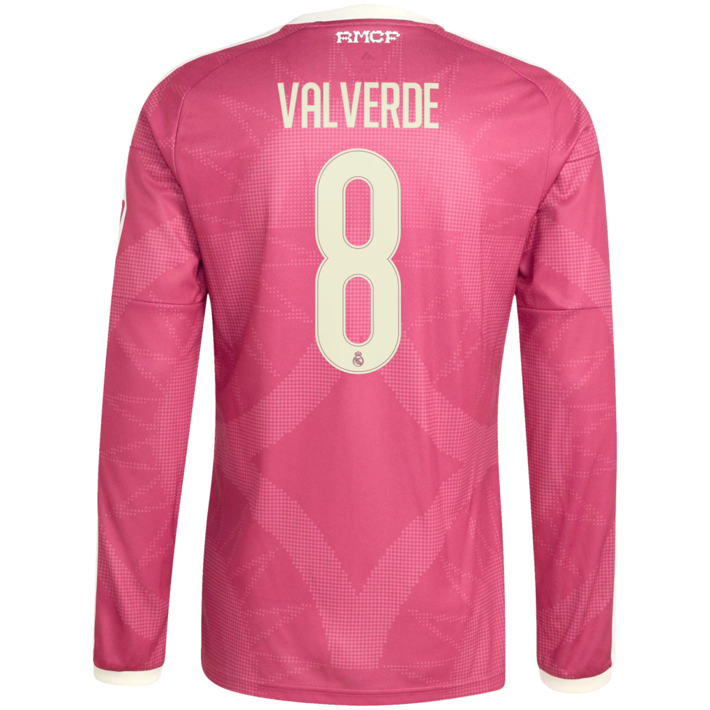 Federico Valverde Real Madrid Official-Adidas 2026/27 Third Replica Long Sleeve Jersey - Pink