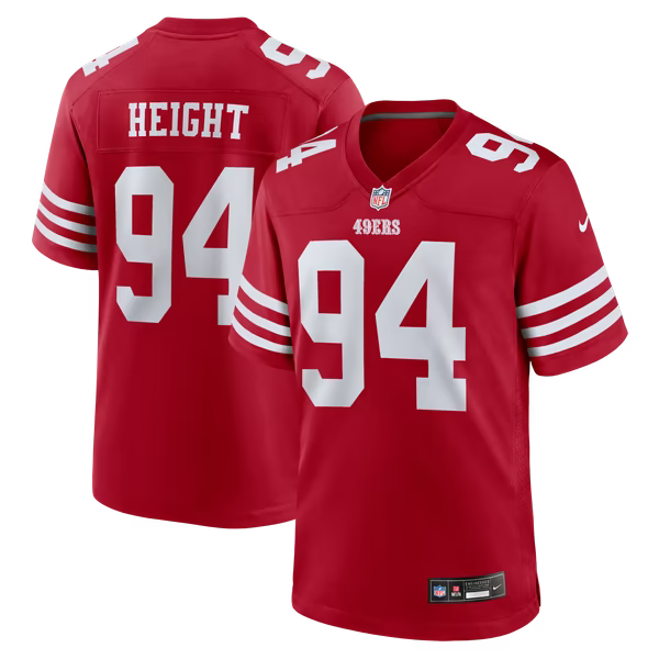 Romello Height San Francisco 49ers Official-Nike Team Game Jersey - Scarlet