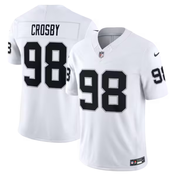 Maxx Crosby Las Vegas Raiders Official-Nike Vapor F.U.S.E. Stitched Limited Jersey - White