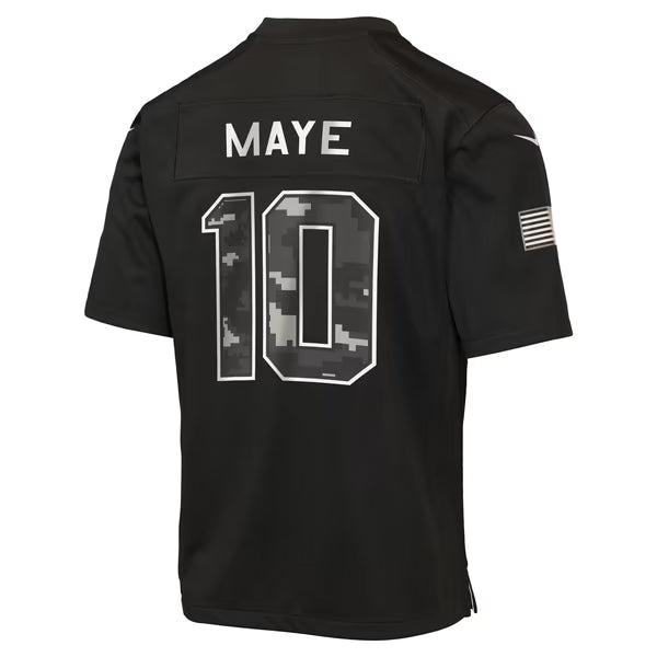 Drake Maye New England Patriots Official-Nike Youth 2026 Salute to Service Game Jersey - Black